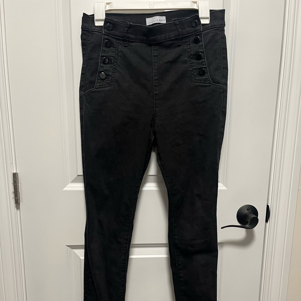 Loft side-button skinny jeans